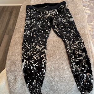 Express Black and Silver Sequin Pants